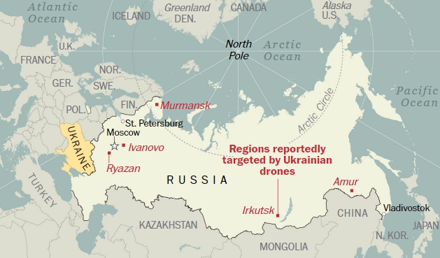 俄罗斯遭受乌克兰无人机攻击的5个州 俄罗斯遭受乌克兰无人机攻击的5个州